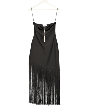 PRETTY LAVISH Black Eliana Bandeau Fringed Dress UK 8