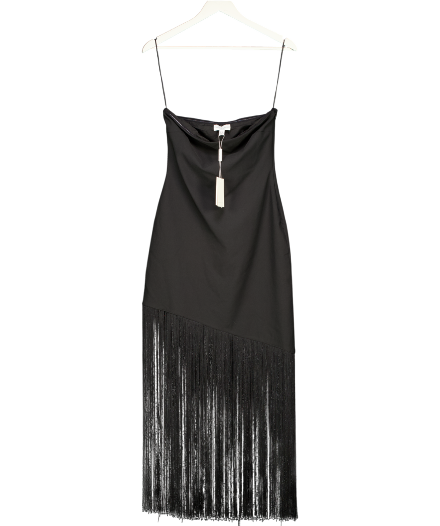 PRETTY LAVISH Black Eliana Bandeau Fringed Dress UK 8