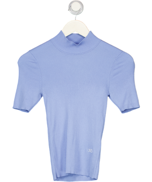 BAUM UND PFERDGARTEN Blue Short Sleeve Ribbed Turtleneck Knit Top UK XS