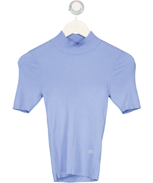 BAUM UND PFERDGARTEN Blue Short Sleeve Ribbed Turtleneck Knit Top UK XS