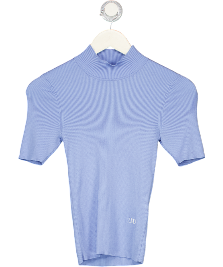 BAUM UND PFERDGARTEN Blue Short Sleeve Ribbed Turtleneck Knit Top UK XS