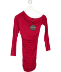 WHITE FOX I Remember Everything Long Sleeve Mini Dress - Burgundy Red UK XS
