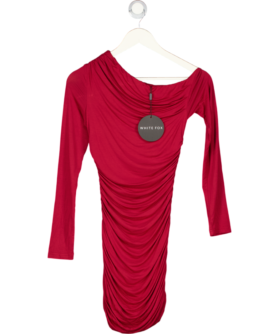 WHITE FOX I Remember Everything Long Sleeve Mini Dress - Burgundy Red UK XS