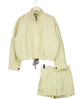 GLAMIFY Yellow Polka Dot Jacket With A Polka Dot Shorts One Size