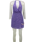 Oh Polly Lavener Purple Beaded Halterneck Mini Dress UK 8
