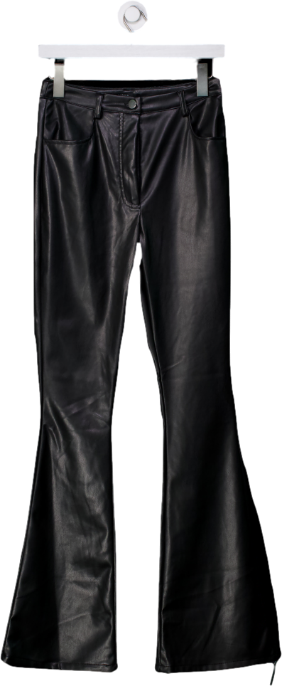 boohoo by kourtney kardashian Black Faux Leather Flared Trousers UK 6