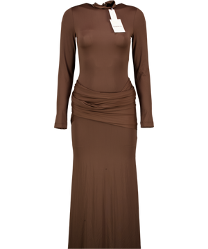 BARDOT Chocolate Brown Alix Tie-front Maxi Dress UK 8