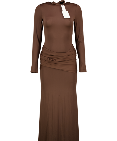 BARDOT Chocolate Brown Alix Tie-front Maxi Dress UK 8