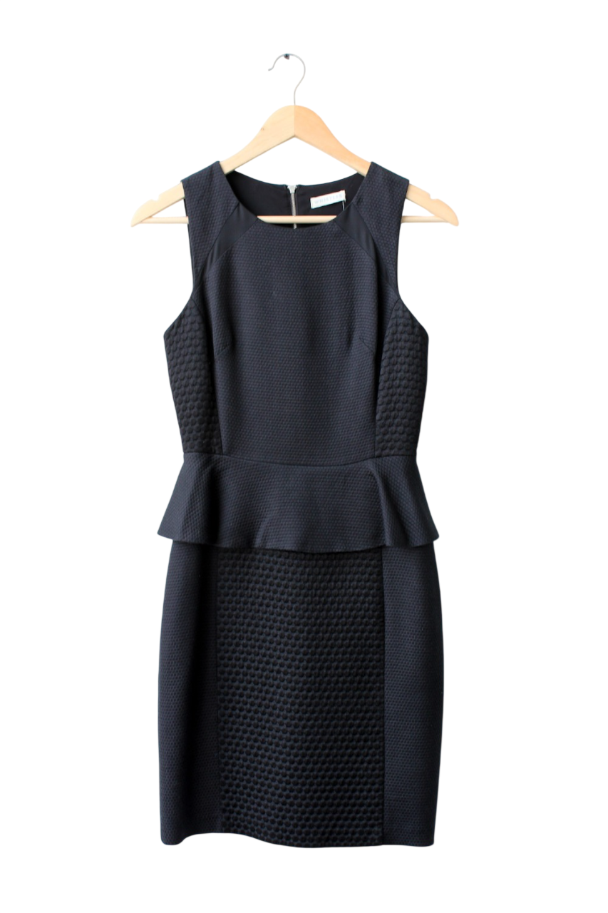 Whistles Black Peplum waist Dress UK 8