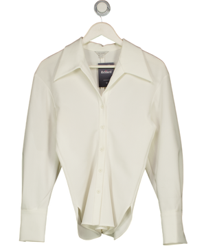 LOW CLASSIC Triacetate Blend Ivory White Open Neck Shirt UK S