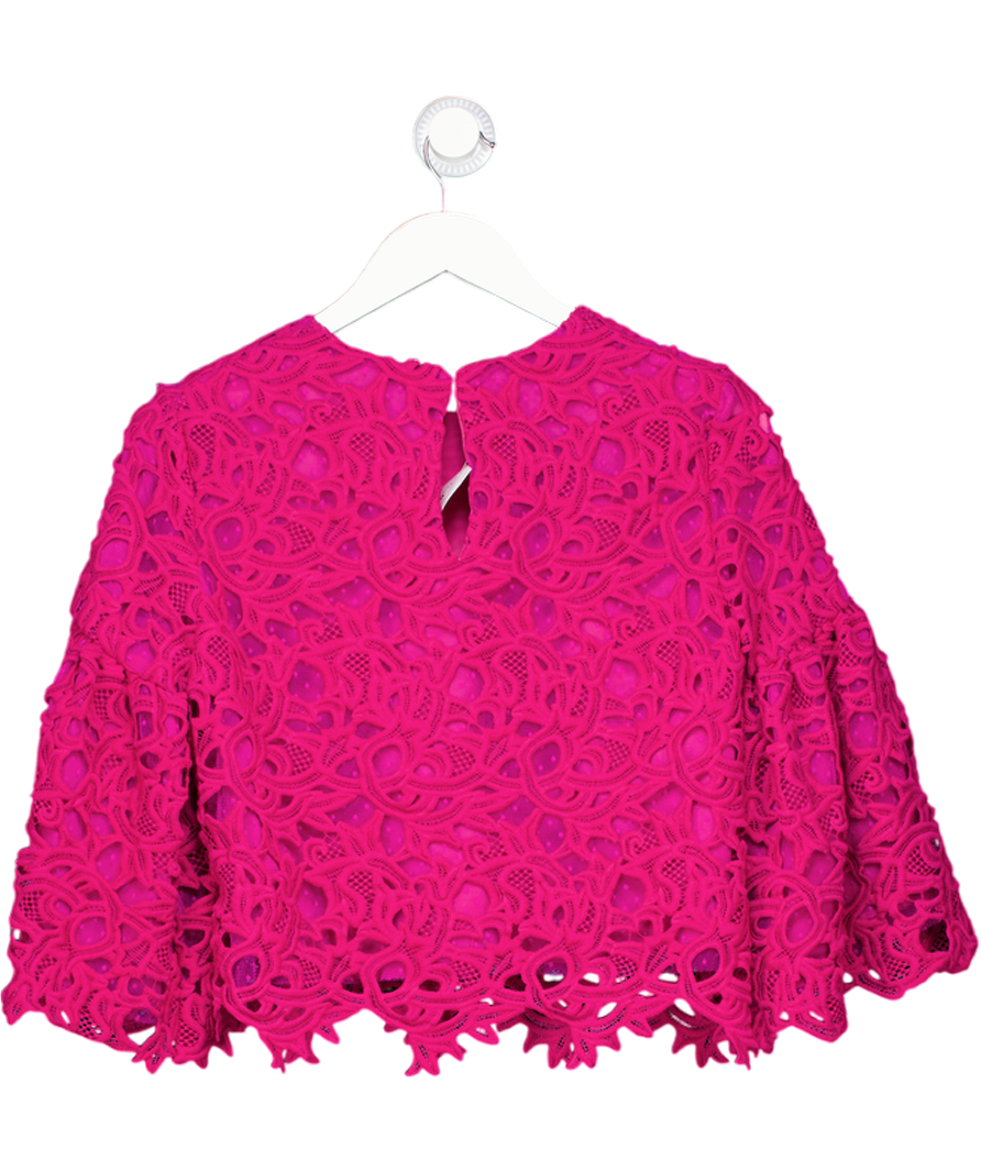 Costarellos Pink Lace Layered Applique Statement Top UK 12