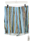 TOPSHOP Stripe Crinkle Wide Leg Shorts In Blue / Multi UK M