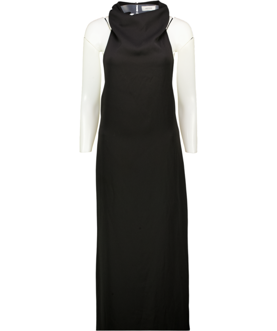 HENNE Black High Neck Backless Maxi Dress UK 8