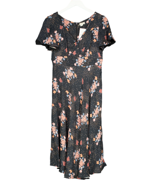 Monsoon Navy Blue Floral Midi Dress UK 12