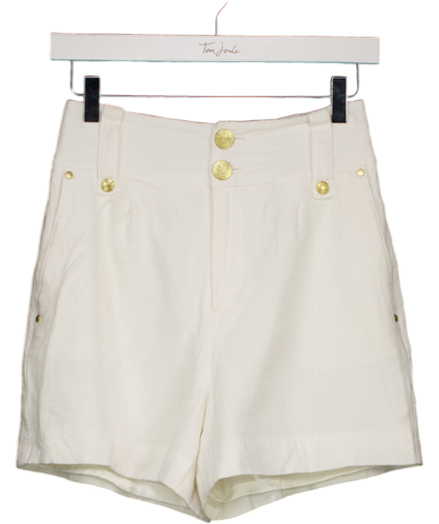 HOLLAND COOPER White Linen Blend Tailored Shorts UK 6