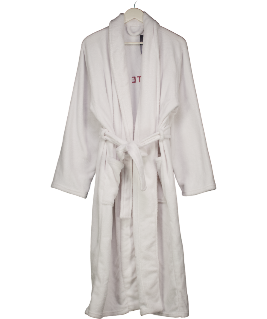 WHITE FOX White Fleece Embroidered Logo Dressing Gown One Size