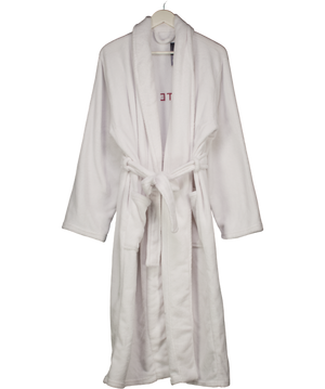 WHITE FOX White Fleece Embroidered Logo Dressing Gown One Size
