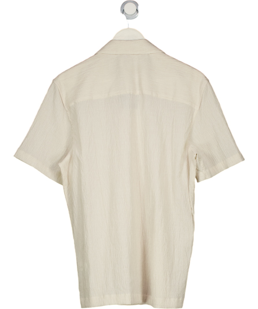 Autograph Cream Cotton Blend Textured Shirt UK S