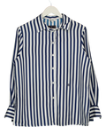 LILYSILK Blue 100% Silk Striped Shirt UK M