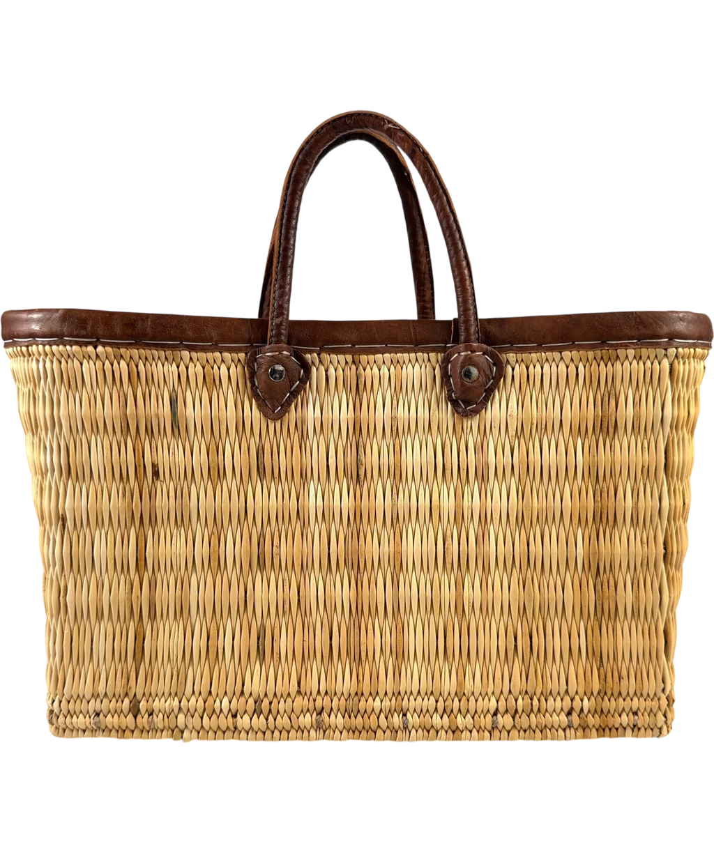 Unbranded Beige Large Woven Beach Bag — front
