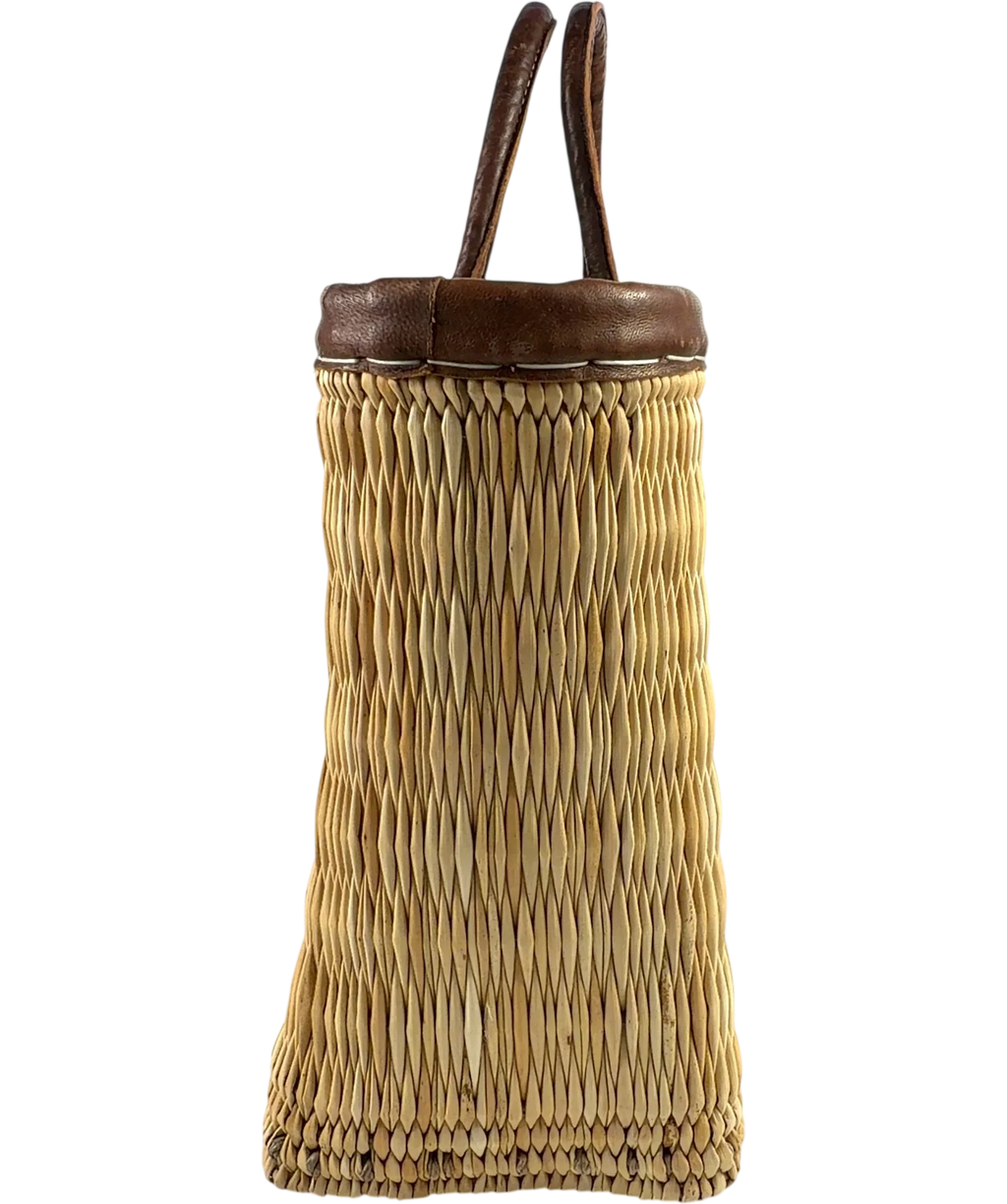 Unbranded Beige Large Woven Beach Bag — back