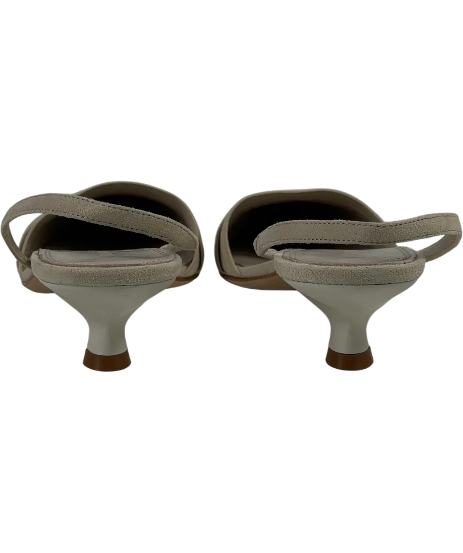 Dagmar Cream QC House of Dagmar Suede Slingback Kitten Heels, size UK 6 EU 39 👠 — back