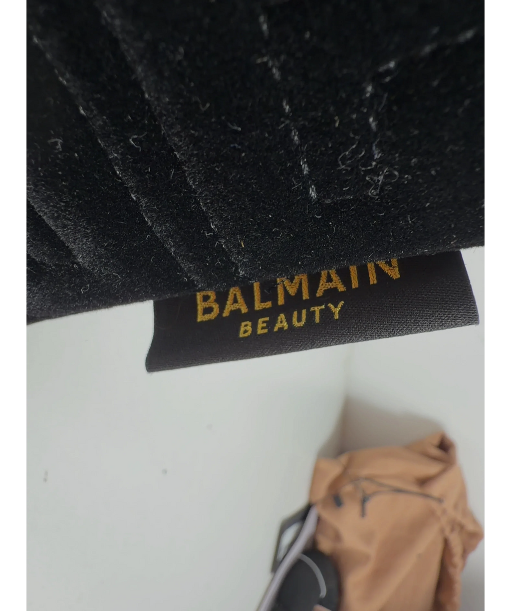 BALMAIN Black Quilted Monogram Velvet Gold Hardware Tote Bag — Brand