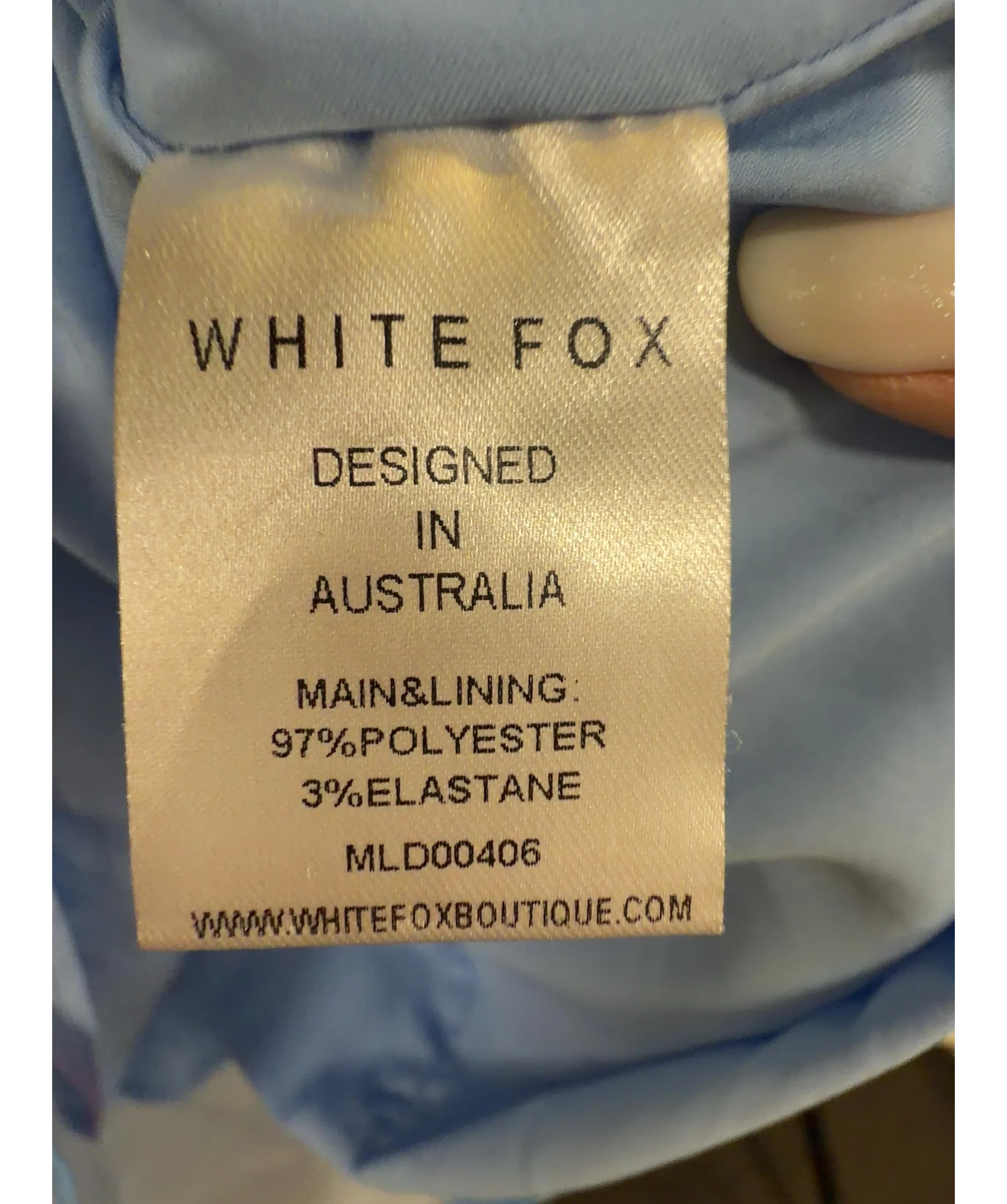 WHITE FOX Blue Colour, size UK L — label