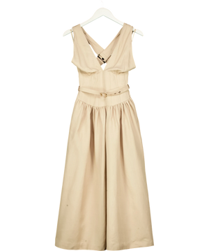 Karen Millen Viscose-Linen Corset-Detail Midi Dress UK 6