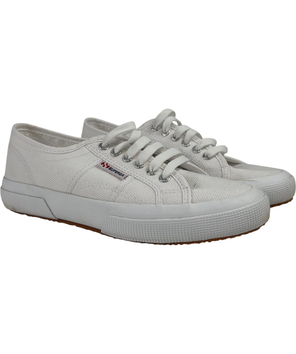 Superga White QC Superga 2750 Cotu Classic White Canvas Trainers, size UK 8 EU 41 👠 — front