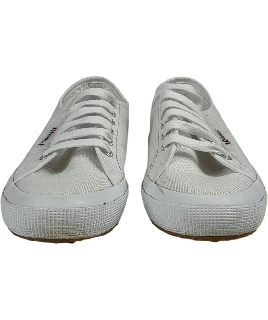 Superga 2750 Cotu Classic White Canvas Trainers UK 8 EU 41 — Front (both, face on)