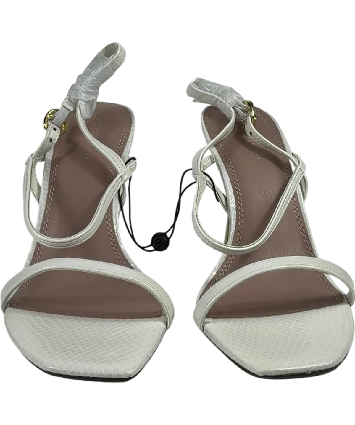 River Island White Strappy Heeled Sandals UK 5 EU 38 — Front (both, face on)