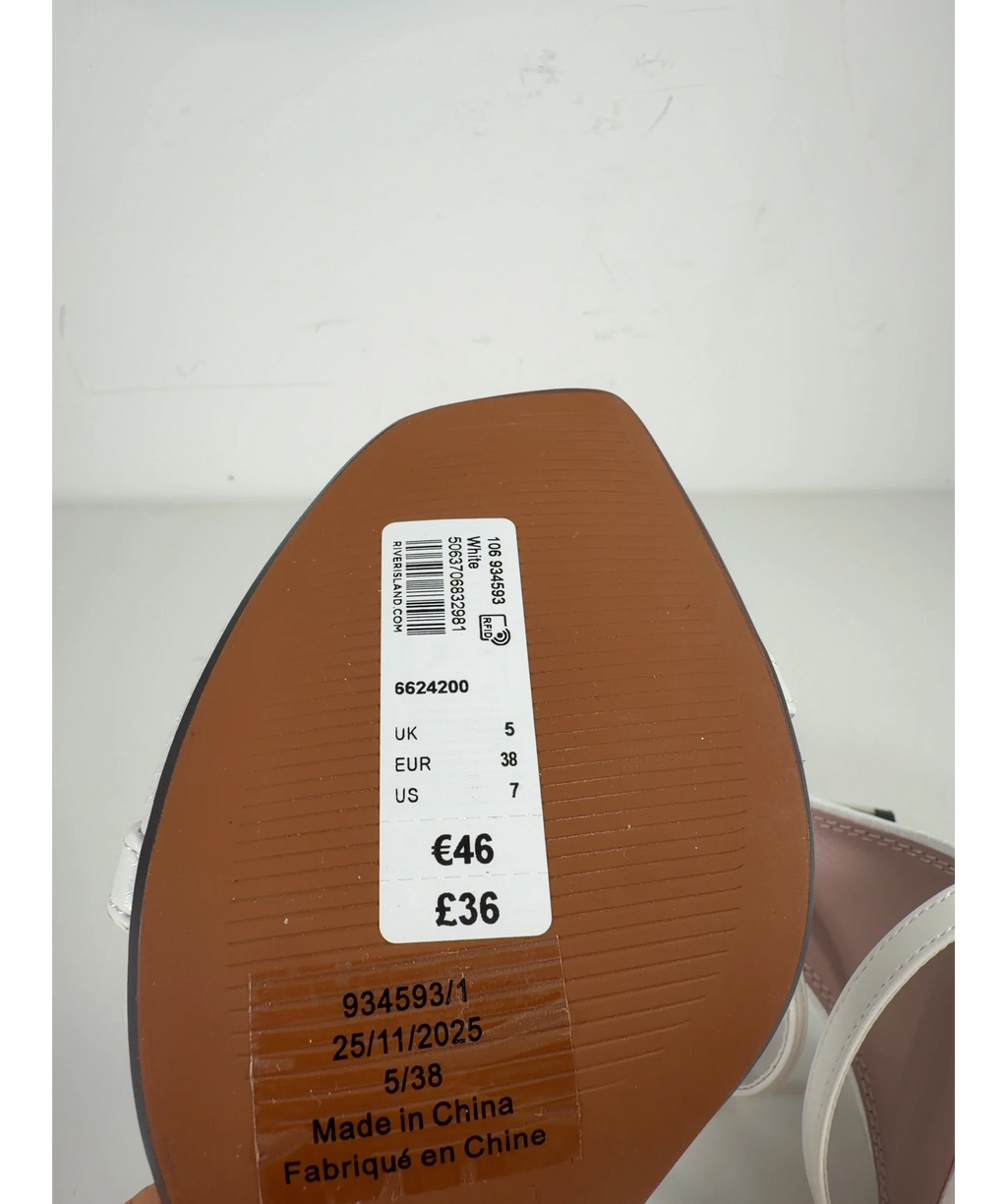 River Island White QC River Island White  Strappy Heeled Sandals, size UK 5 EU 38 👠 — care label