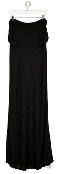 ASOS Maxi Textured Knit Fold Over Detail Bandeau Dress In Black UK M