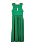 Oliver Bonas Green & Pink Crochet Trim Cotton Midi Dress UK 8