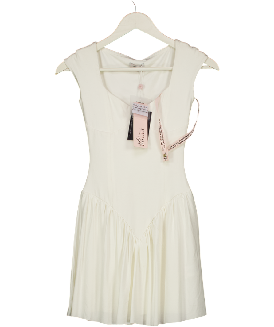OH POLLY Cream Sweetheart Neckline Mini Dress UK 6