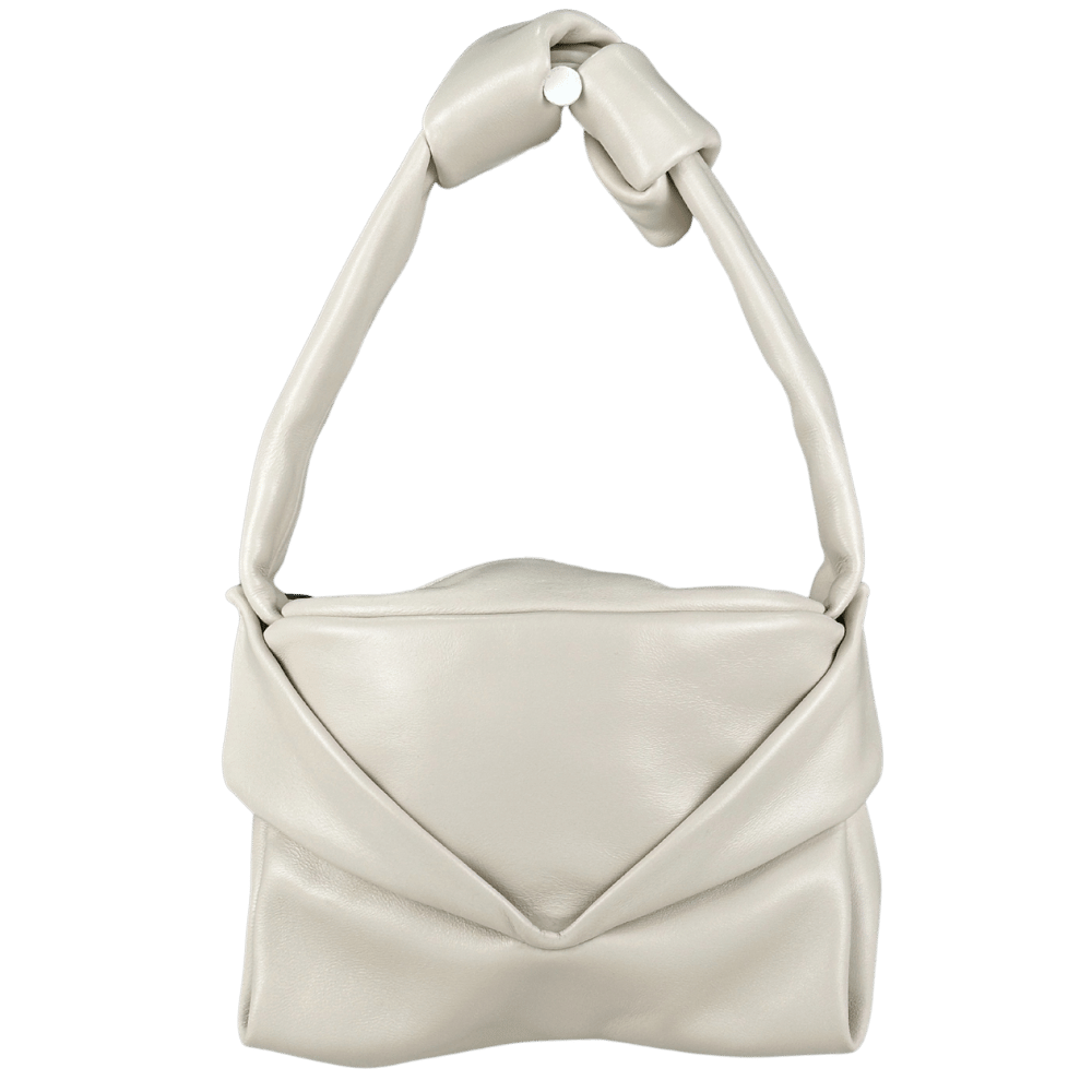 STAUD Cream Kiss Gathered Leather shoulder Bag