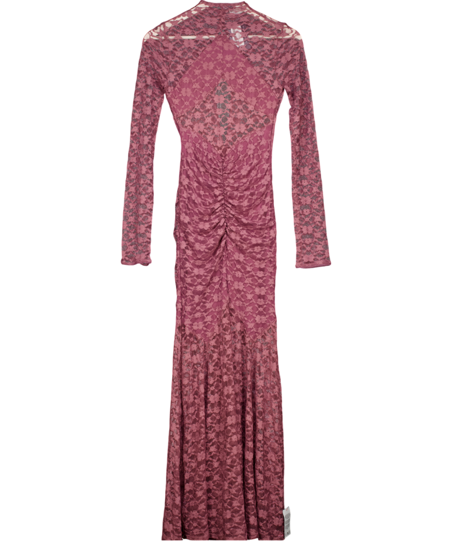 ASOS Purple Lace Maxi Dress With Cut Away Panel Detailing UK 8