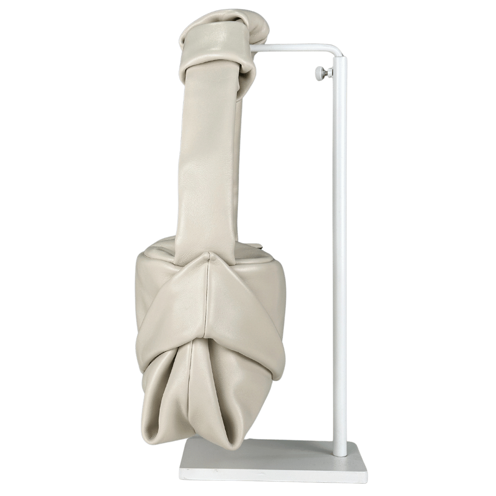 STAUD Cream Kiss Gathered Leather shoulder Bag