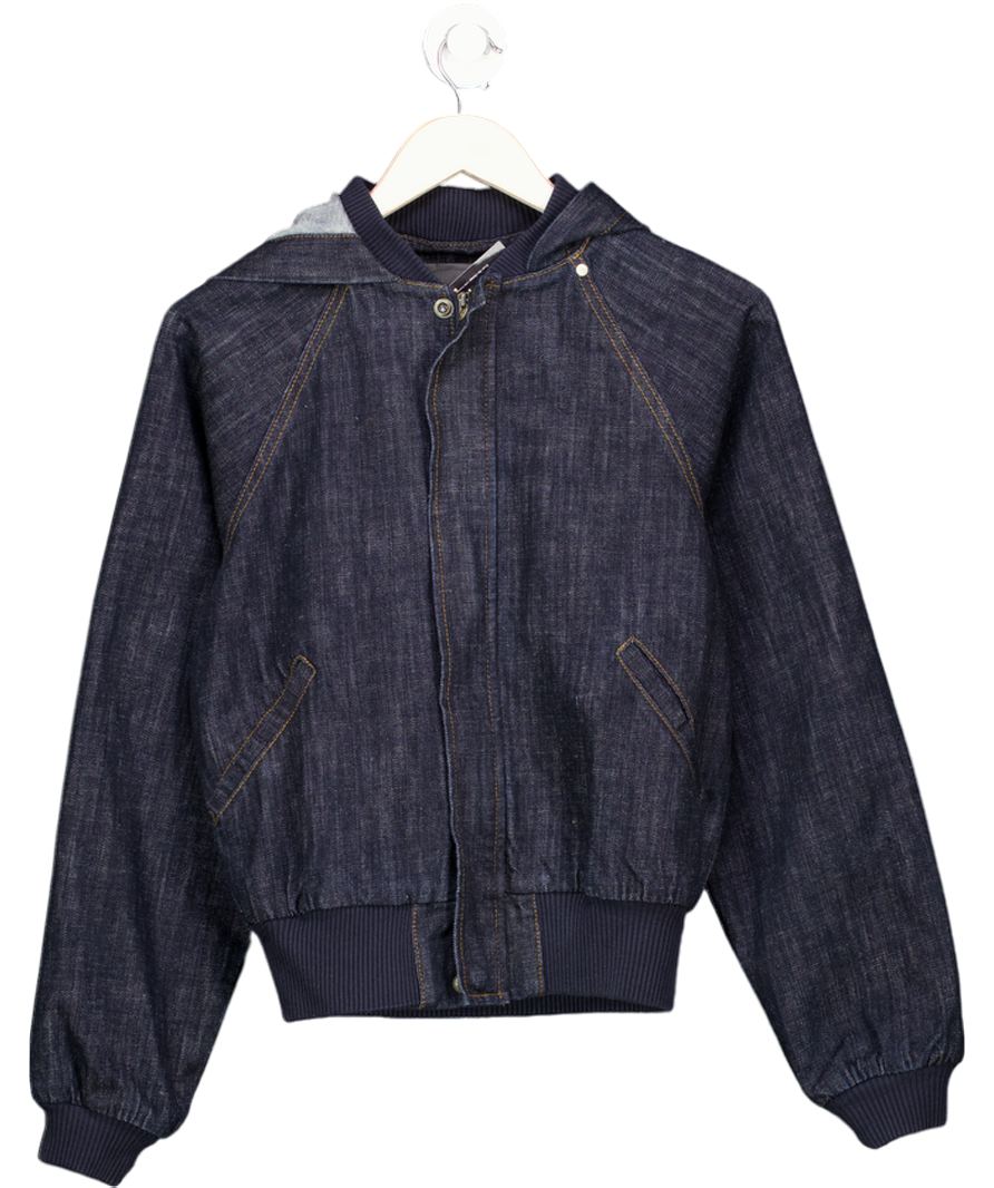 PEACHY DEN Blue Denim Bomber Jacket UK XS
