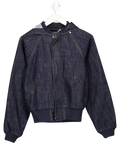 PEACHY DEN Blue Denim Bomber Jacket UK XS
