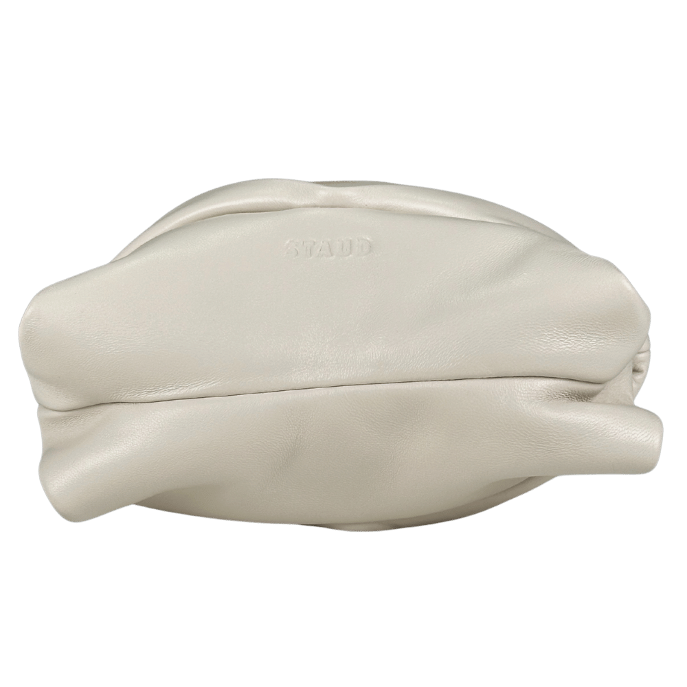 STAUD Cream Kiss Gathered Leather shoulder Bag