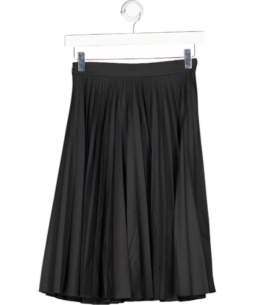 Sunspel Black T010 All Round Pleated Knee Length Skirt UK XXS