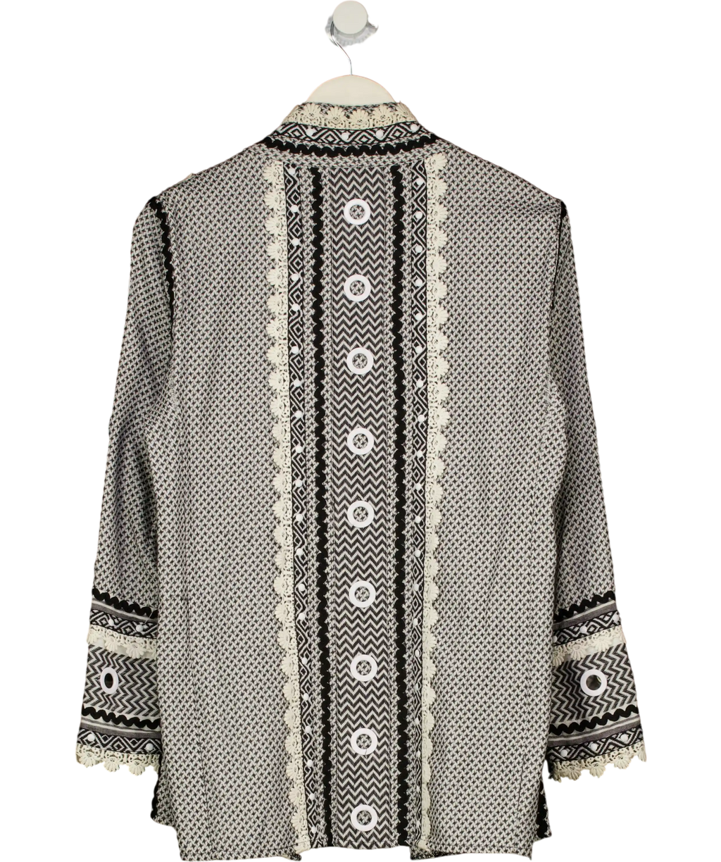 Dodo Bar Or Black Keira Chevron Knit Grommet Blazer Jacke UK S