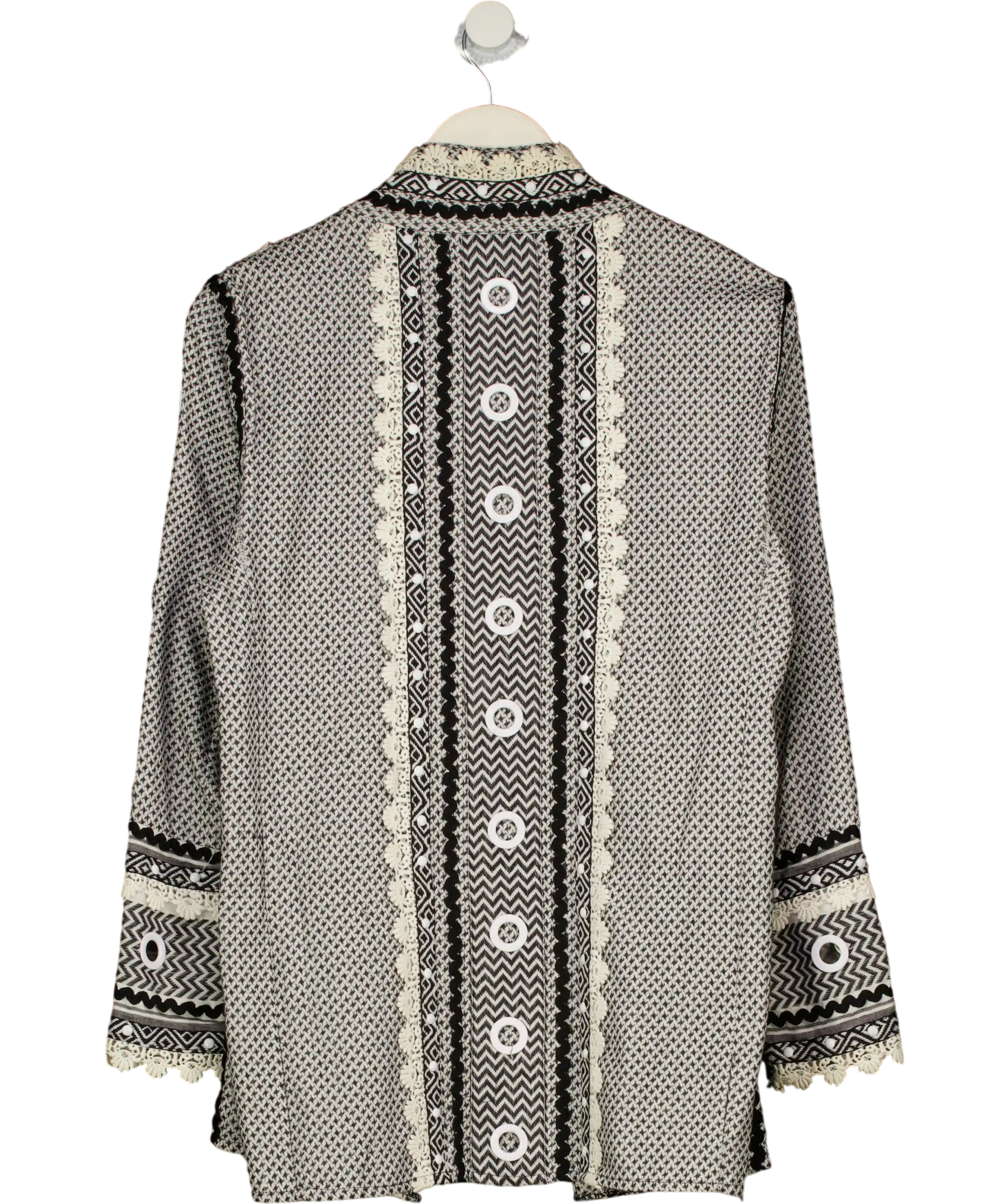 Dodo Bar Or Black Keira Chevron Knit Grommet Blazer Jacke UK S
