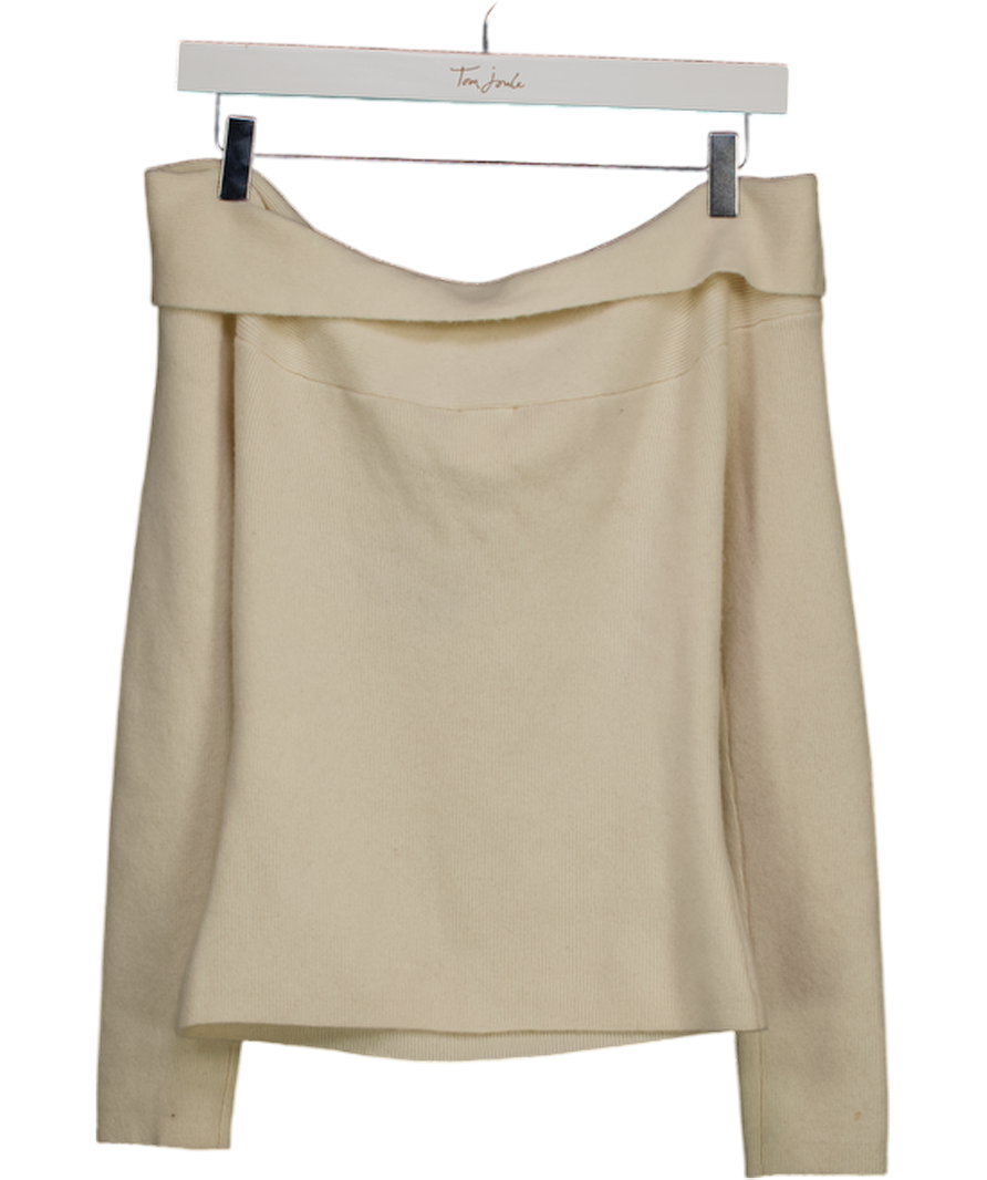 ALMADA LABEL Cream Merino / Cashmere Blend Off The Shoulder Knit Top UK M