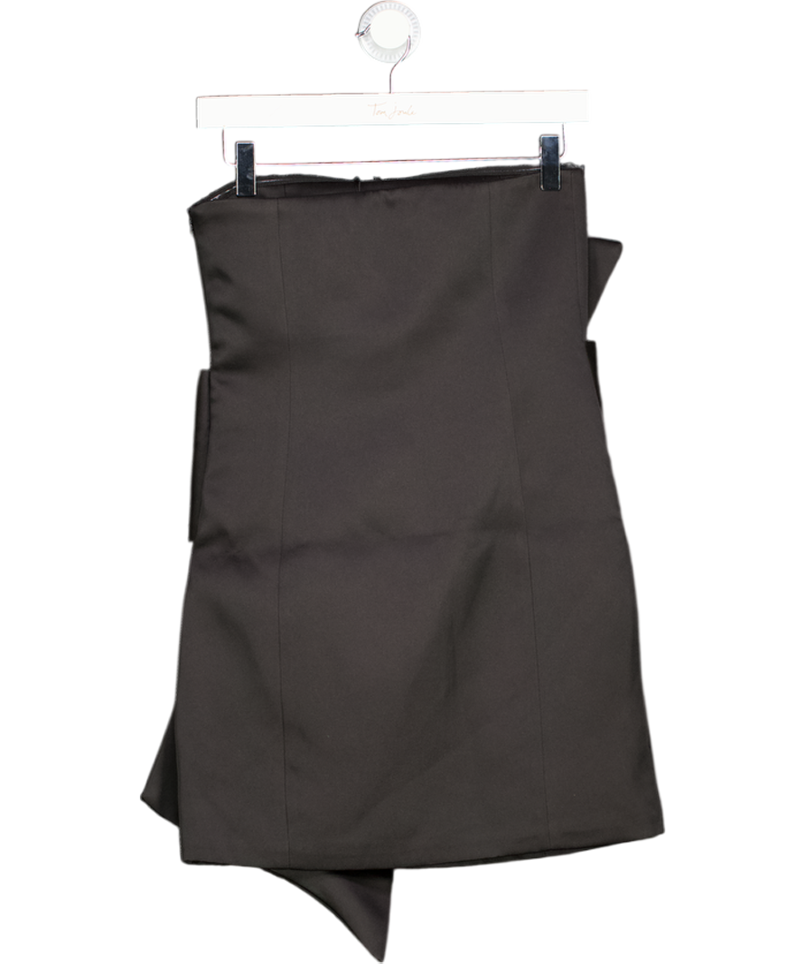 4th & Reckless Simone Black Bow-front Satin Mini Dress UK 6