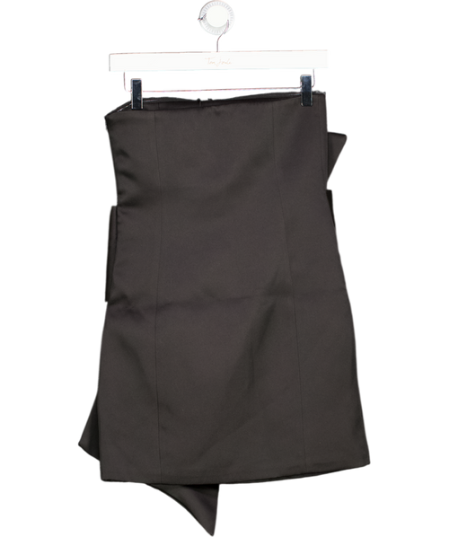 4th & Reckless Simone Black Bow-front Satin Mini Dress UK 6