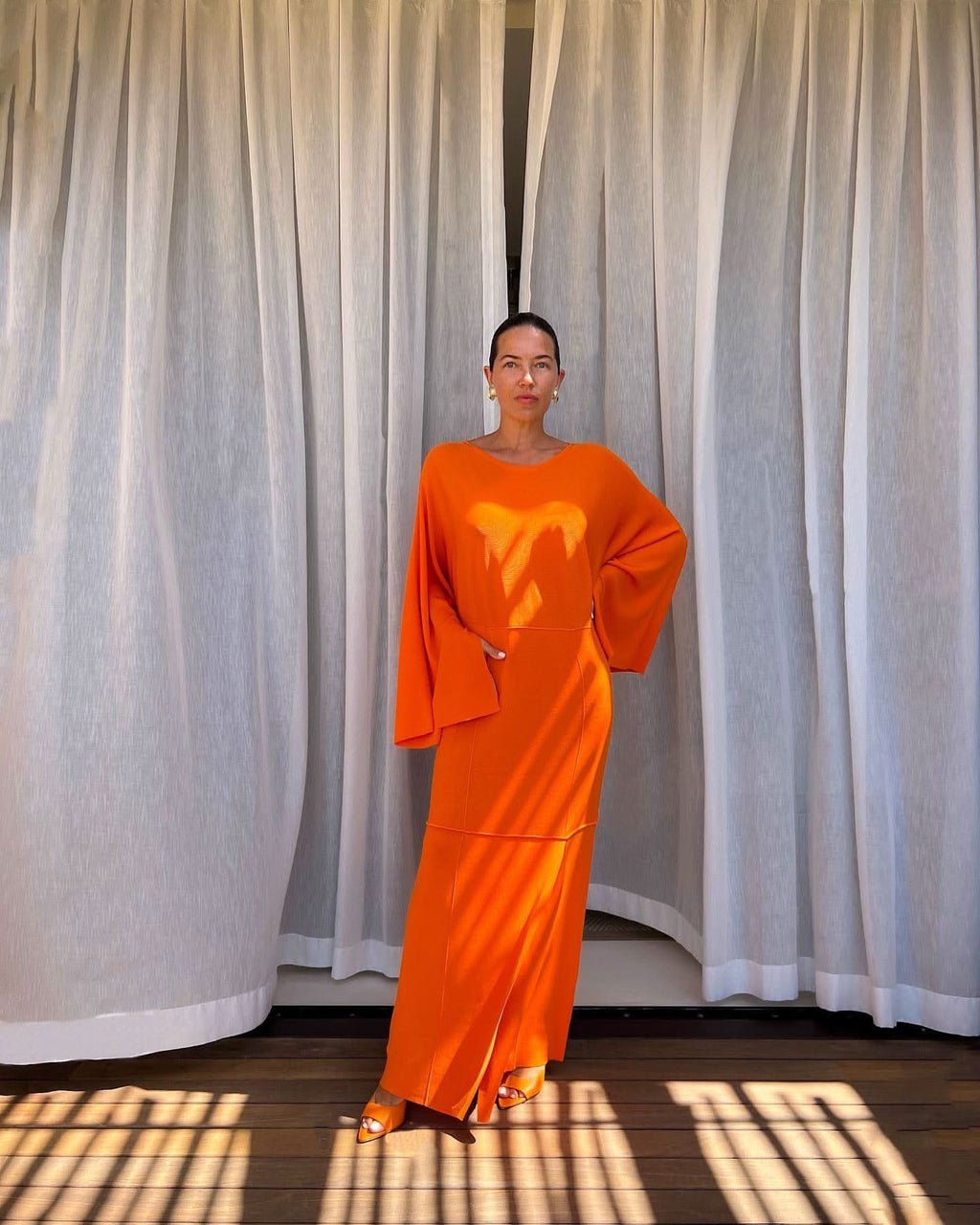 By Malene Birger Orange Harlim Knitted Maxi Dress UK M