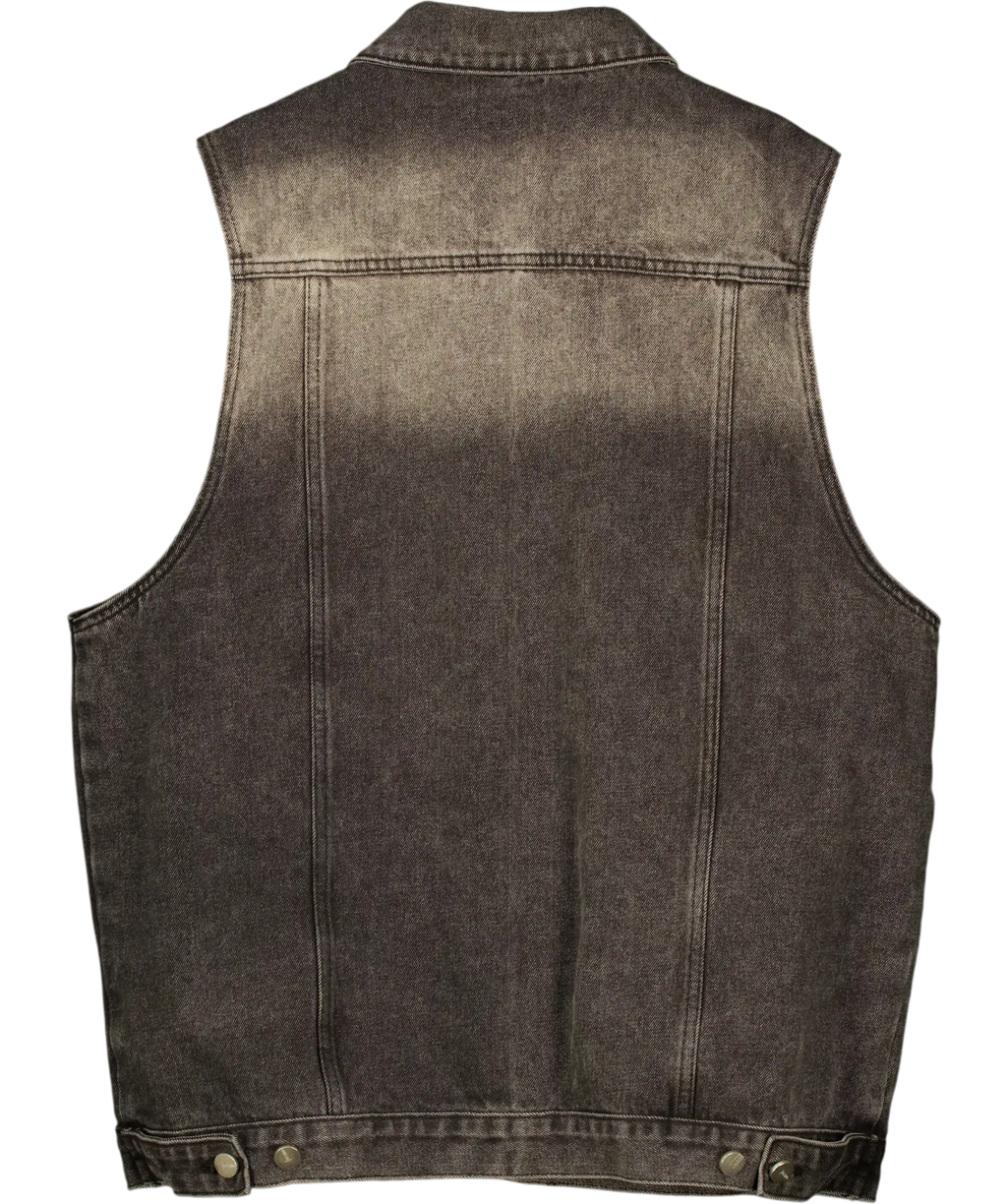 Aelfric Eden Super Boxy Washed Denim Vest Grey UK M